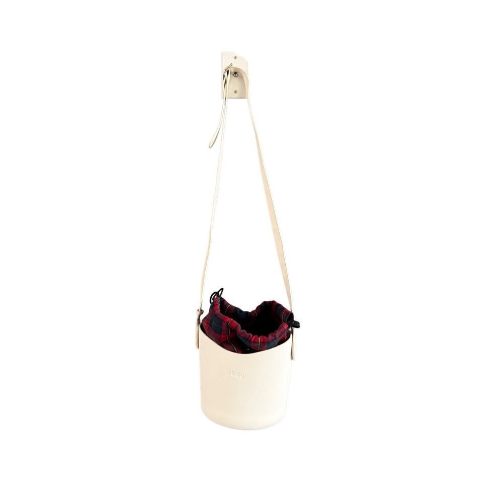 O BAG Womens White Red Compound Bucket Basket Tote Plaid Liner Crossbody Bag